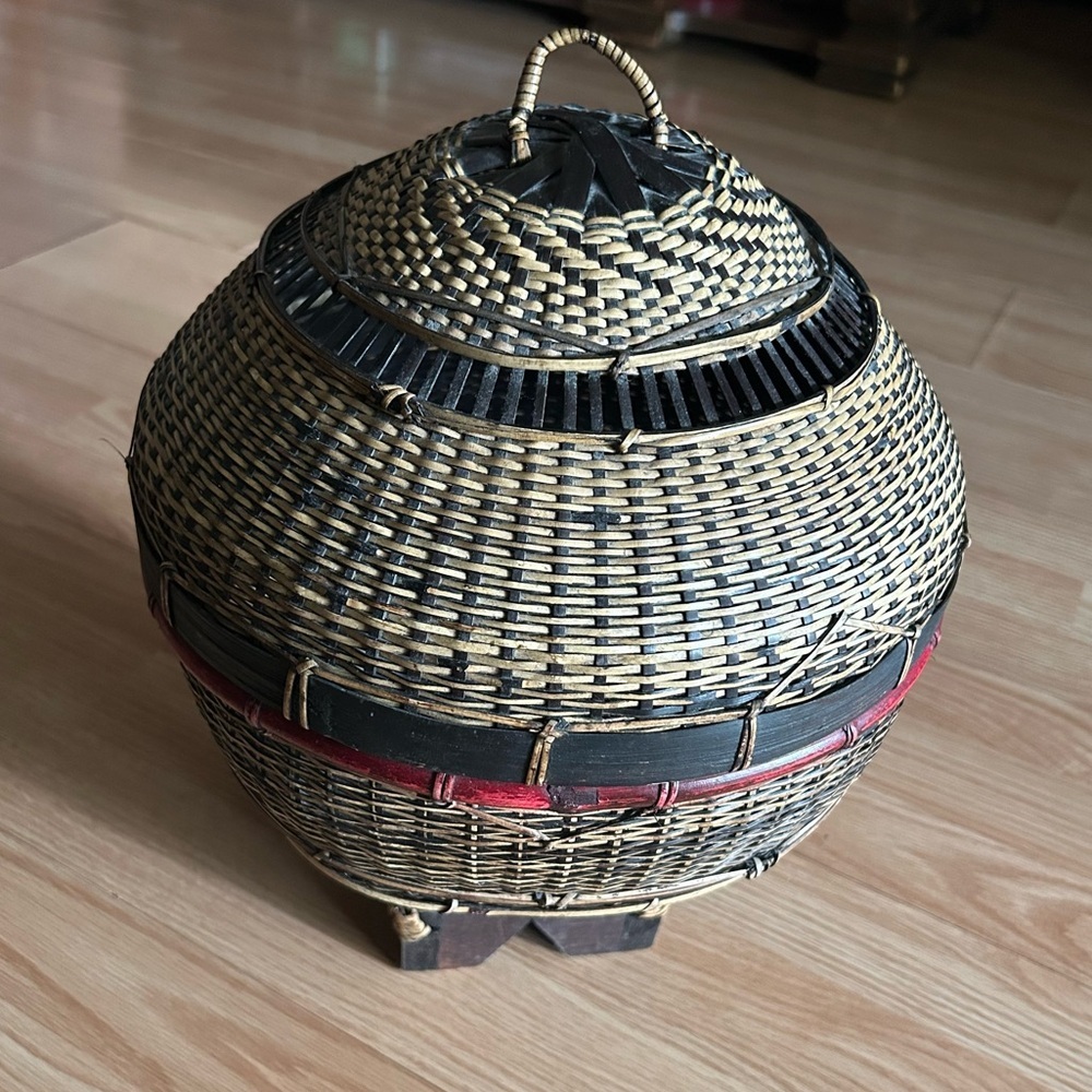 Traditional Vintage Asian Hand Woven Fishing Basket